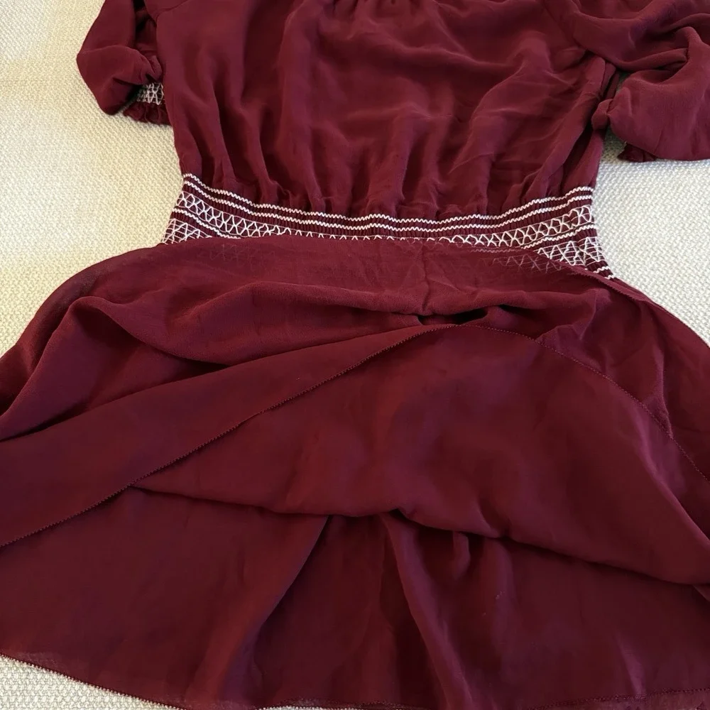 Tory Burch Indie‎ Boho Silk Georgette Off-The-Shoulder Mini Dress Size 14